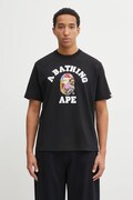 A Bathing Ape t-shirt bawełniany Multi Logo College męski kolor czarny z nadrukiem 1L30110358
