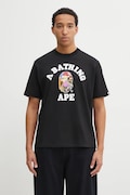 A Bathing Ape t-shirt bawełniany Multi Logo College męski kolor czarny z nadrukiem 1L30110358