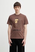 A Bathing Ape t-shirt bawełniany By Bathing Ape męski kolor brązowy z nadrukiem 001TEL801002M