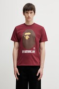 A Bathing Ape t-shirt bawełniany By Bathing Ape męski kolor bordowy z nadrukiem 001TEL801002M
