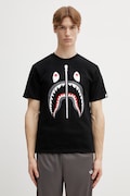 Bavlněné tričko A Bathing Ape Shark pánské, černá barva, s potiskem, 001TEL801003M