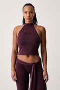 Juicy Couture top ženski z viskozo WESLEY TIE BACK TOP bordo JCWCT226331
