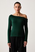 Levi's majica z dolgimi rokavi ženska z modalom CLARA RIB OFF SHOULDER LS zelena 008ST