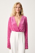 Patrizia Pepe body damskie welurowe różowe gładkie 2M0001 J0082
