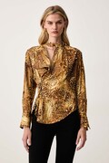 AllSaints bluzka kopertowa damska z wiskozy ZELLIE żółta gładka W007PF
