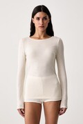 Triumph longsleeve piżamowy damski z wełną beżowy 10223179