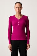 Triumph longsleeve piżamowy damski z wiskozą różowy 10225031