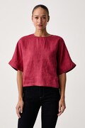 United Colors of Benetton blúzka dámska ľanová červená hladká 5BMLDQ0F5