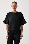 United Colors of Benetton bluza ženska lanena črna enobarvna 5BMLDQ0F5