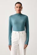 United Colors of Benetton longsleeve damski z wiskozą turkusowy 31NLD10DL