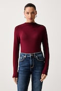 United Colors of Benetton longsleeve damski z wiskozą bordowy 31NLD10DL