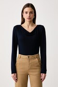 United Colors of Benetton bluza za žene s viskozom mornarsko plava bez uzorka 31NLD10DO
