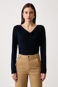 United Colors of Benetton bluza za žene s viskozom mornarsko plava bez uzorka 31NLD10DO