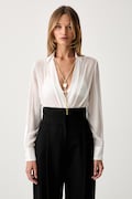Elisabetta Franchi body damskie z wiskozy białe gładkie CB00966E2