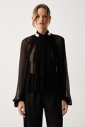 Elisabetta Franchi bluza za žene od viskoze crna bez uzorka CA18966E2