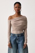 Guess body damskie z dodatkiem wełny x LEONIE HANNE beżowe gładkie W6BP53 K8104