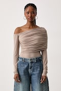 Guess body damskie z dodatkiem wełny x LEONIE HANNE beżowe gładkie W6BP53 K8104