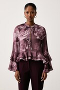 Guess bluza s volanima za žene NICOLE roza biljni W6BH45 W4235
