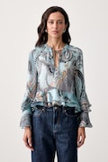 Guess bluza s volanima za žene NICOLE plava biljna W6BH45 W4235