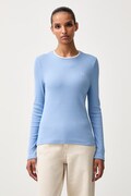Stine Goya longsleeve damski bawełniany z elastanem niebieski SG-PF26-T202-2385