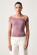 Guess crop top damski z lyocellu różowy W6YP48 K4527