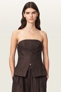 AllSaints bluză cu corset pentru femei din vâscoză CHARLEY maro simplă W051QE