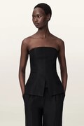 AllSaints bluză cu corset pentru femei, din vâscoză CHARLEY neagră simplă W051QE