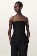AllSaints bluză cu corset pentru femei, din vâscoză CHARLEY neagră simplă W051QE