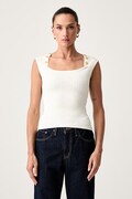 Marciano by Guess bluzka damska z wiskozą YAMNA biała monogram G6YR02 Z1014