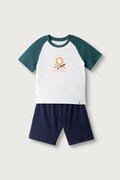 United Colors of Benetton pigiama a due parti per bambini in cotone con elastan blu navy 3G680P0A7