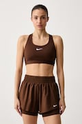 Nike biustonosz sportowy Swoosh brązowy DX6821.259