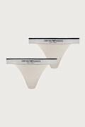 Emporio Armani Underwear stringi damskie bawełniane z elastanem 2-pack beżowe EW000405 AF27298