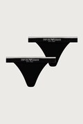 Emporio Armani Underwear stringi damskie bawełniane z elastanem 2-pack czarne EW000405 AF27298