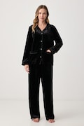 Lauren Ralph Lauren piżama dwuczęściowa damska welurowa czarna ILN92559