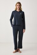 Lauren Ralph Lauren piżama dwuczęściowa damska z bawełną granatowa ILN72523