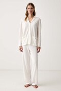 Lauren Ralph Lauren piżama damska z dodatkiem kaszmiru beżowa ILN92543