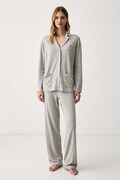 Lauren Ralph Lauren piżama damska z dodatkiem kaszmiru szara ILN92543