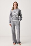 DKNY piżama dwuczęściowa damska polarowa szara YI90144