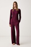 DKNY piżama damska z wiskozy bordowa YI80136