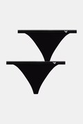 Emporio Armani Underwear stringi damskie bawełniane z elastanem 2-pack czarne EW000405.AF25589
