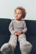 Liewood piżama dziecięca bawełniana z elastanem Wilhelm Grow Striped Pyjamas Set granatowa LW20993