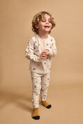 Liewood piżama dwuczęściowa dziecięca bawełniana z elastanem Wilhelm Grow Printed Pyjamas Set beżowa LW20982