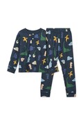 Liewood piżama dwuczęściowa dziecięca bawełniana z elastanem Wilhelm Grow Printed Pyjamas Set granatowa LW20982