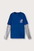 Vans tričko s dlhým rukávom detské bavlnené Arm Bones Twofer modré VN000WA8