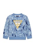 Guess bluza z kapturem dziecięca bawełniana niebieska N6BQ02 K6111