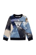 Guess bluza z kapturem dziecięca bawełniana niebieska N6BQ02 K6111