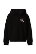 Calvin Klein Jeans bluza z kapturem dziecięca bawełniana czarna LVCKTJB08U