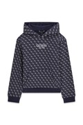 Guess bluza z kapturem dziecięca bawełniana granatowa L6YQ06 K4046