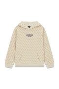 Guess bluza z kapturem dziecięca bawełniana beżowa L6YQ06 K4046