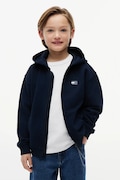 Tommy Hilfiger hanorac cu fermoar și glugă pentru copii din bumbac bleumarin KB0KB10553